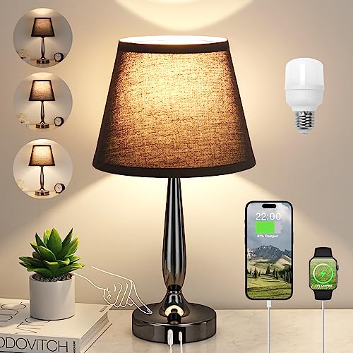 Touch Bedside Lamp for Bedroom with USB C Port