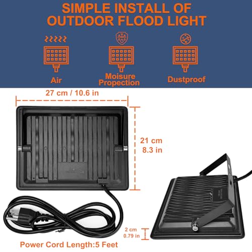 200W LED Flood Lights Outdoor 25000LM 6500K Daylight (2 Count)
