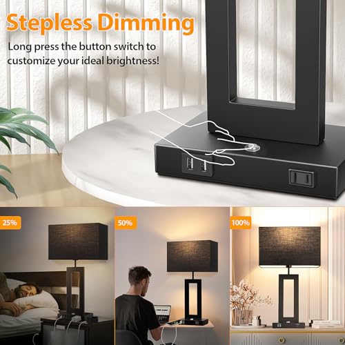 27.2’’ Tall Black Table Lamps for Living Room Bedroom (2 Count)