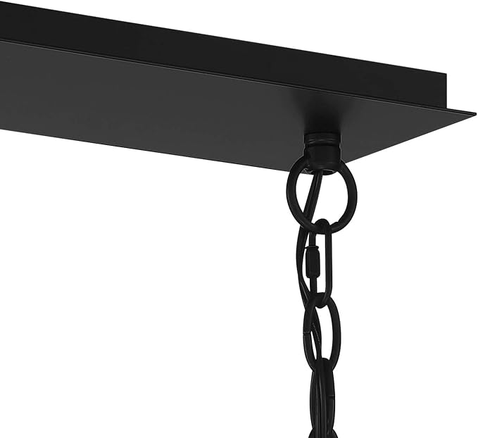 Possini Euro Design Carrine Black Silver Metal Rectangle Linear Pendant Chandelier 38 1/2" Wide Modern Clear Crystal Flower Vine 8-Light Fixture for Kitchen Island Dining Room House High Ceilings - Aura Lighting