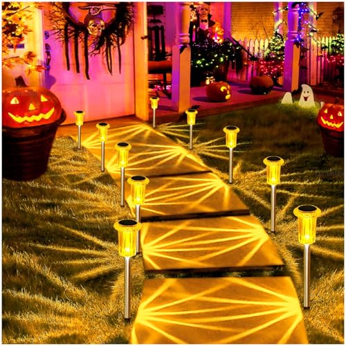 Solar Halloween Lights Outdoor 10 Pack Fall Decorations for Home (10 Count)