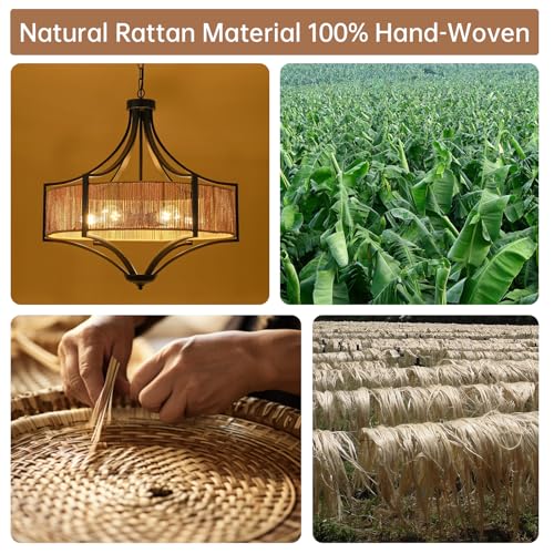 25.6" Large Rattan Chandelier