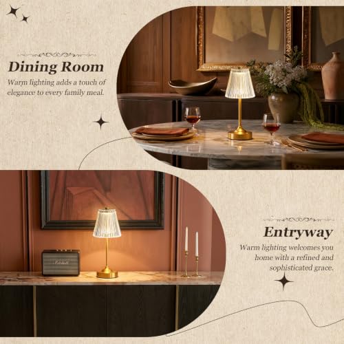 Gold Cordless Rechargeable Table Lamp (2 Count)