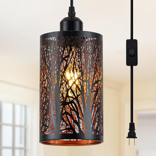 Industrial Black Plug in Pendant Light for Kitchen Island