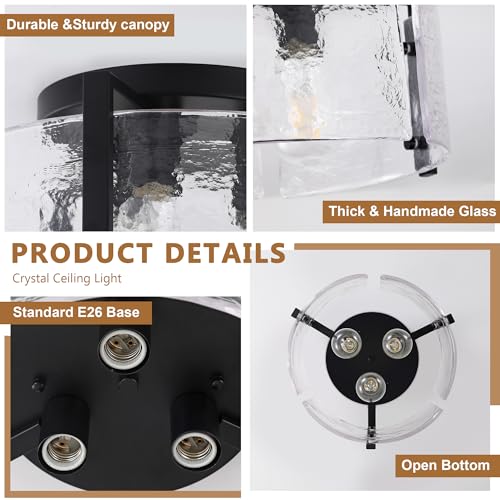 3 Light Black Drum Ceiling Light