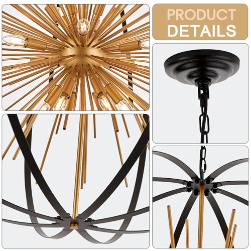 43.3" Black Gold Globe Sputnik Chandelier