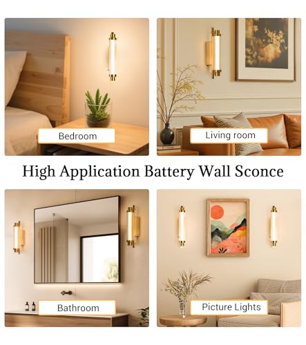 Set of 2 Gold 12000mAh LED Crystal Wireless Battery Wall Sconces (2 Count)
