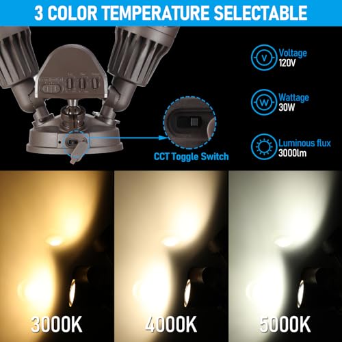 3CCT Motion Sensor Security Lights Dusk to Dawn IP65 Bronze