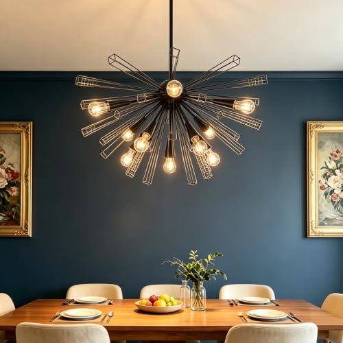 10 Light Black Sputnik Chandeliers
