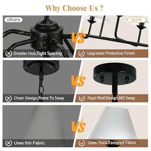 63.4"Modern Linear Chandelier with Fabric Shade