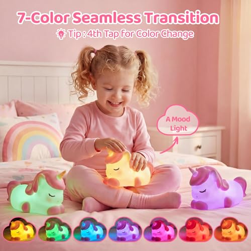 Huggwaii Squishy Cloud Unicorn Night Light for Kids