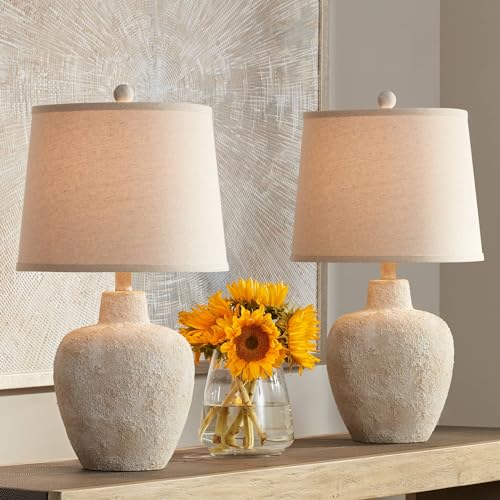 Romeo 23 1 2" High Table Lamps Set of 2 Distressed Earth Jar Farmhouse (2 Count)