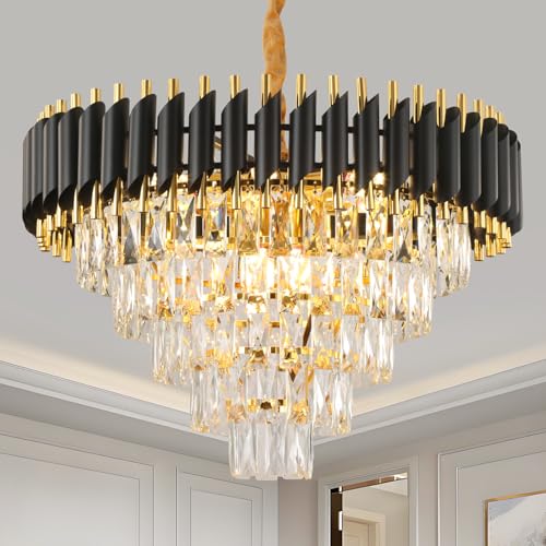 24” Gold and Black Crystal Chandelier