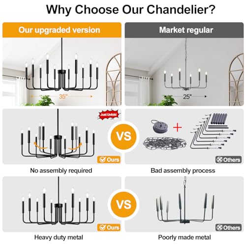 Black 10 Light Chandelier