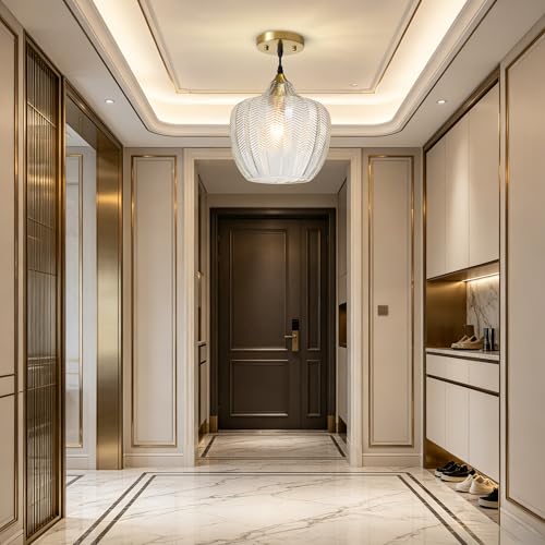 Clear Glass Pendant Lights Kitchen Island 2 Pack Gold Hanging Ceiling Light (2 Count)