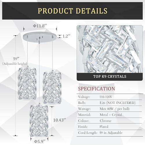 Chrome Crystal Cluster Pendant Light