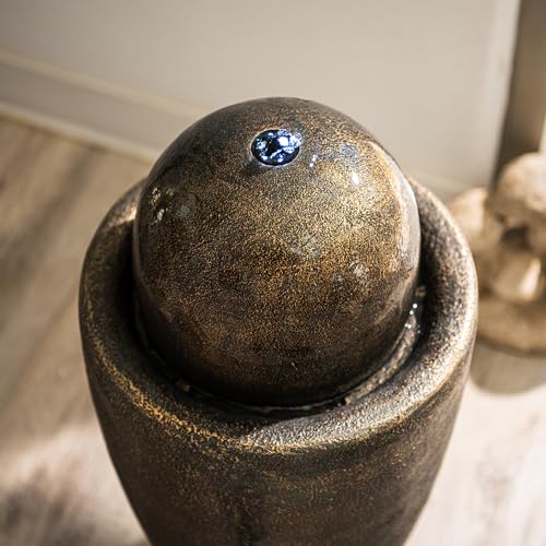 25.98" Modern Sphere Water Fountain with LED Light