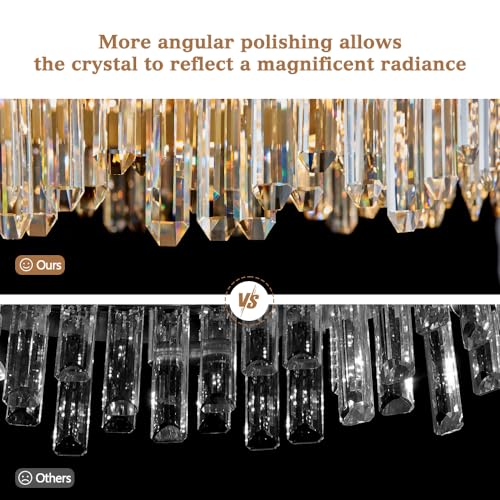 Gold Oval Crystal Chandelier L35.4 inch