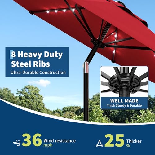 10 FT Patio Umbrella with Solar Lights