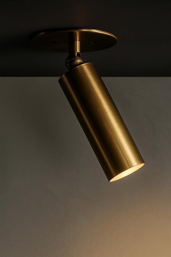 Adjustable Brass Ceiling Spotlight – Modern Rotatable Antique Finish LED Light Fixture for Indoor Accent & Track Lighting – Vintage Minimalist Ceiling Mount Light for Home, Office (Antique Black)