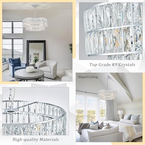 Chrome Crystal Chandelier 24" 8