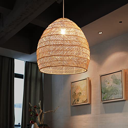 1 Light Rattan Woven Pendant Light Shades