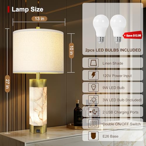 27" Alabaster Table Lamps Set of 2 (2 Count)
