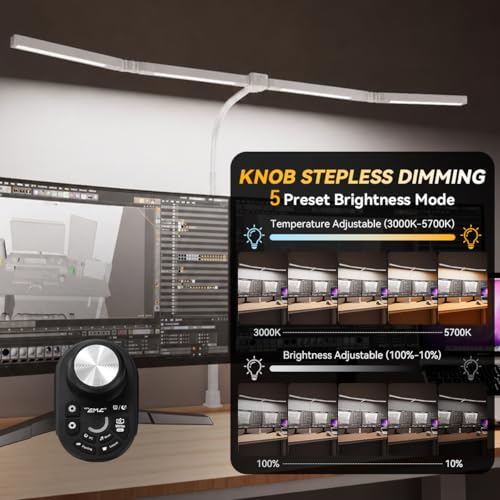 Adjustable LED Desk Lamp with Clamp & Remote