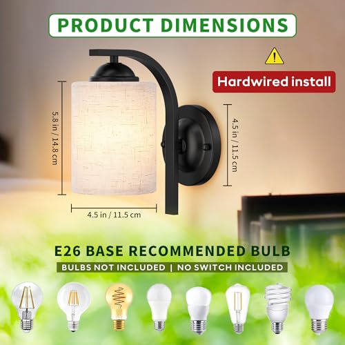 Black Wall Sconces Lights for Bathroom (2 Count)