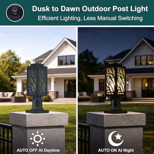 Pier Mount Outdoor Lighting Tree Branch Pattern
