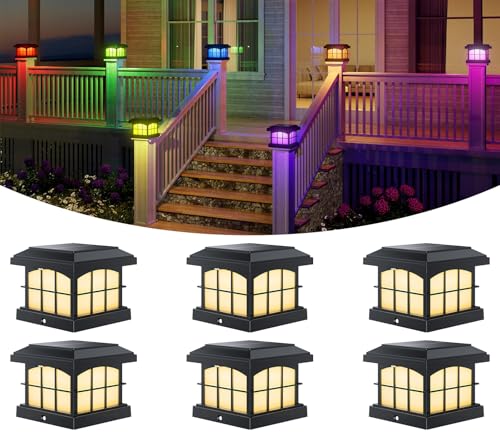 RGBCW Solar Post Cap Lights 6 (6 Count)