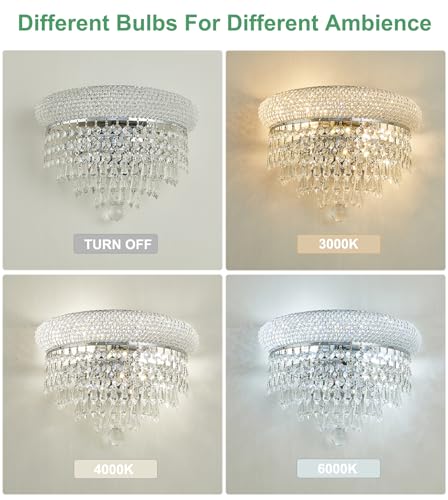 2 Lights Crystal Icicle Prisms Drops Wall Sconce Light for Living Room Dining Room Bathroom Vanity Mirrors Hallway Bedroom Closet Stairway