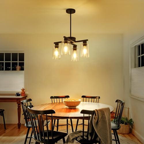 4 Light Modern Farmhouse Black Chandelier