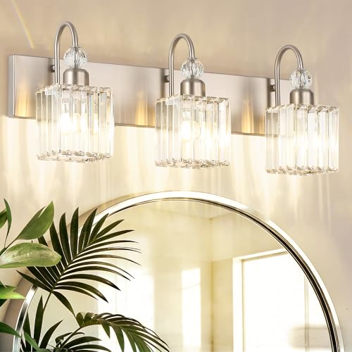 Brushed Nickel Vanity Light for Bathroom Crystal 3