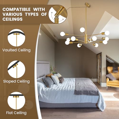 Modern Sputnik Chandelier Ceiling Light Fixture 12