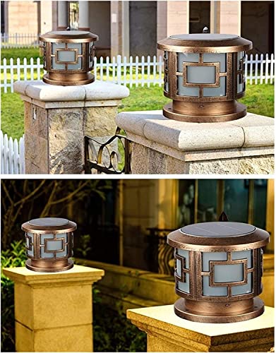Outdoor Post Lights Waterproof Solar Post Light Outdoor Aluminum Pillar Lamp Smart Remote Control Led Column Headlight Glass Light Fixtures Garage Pavilion Courtyard S