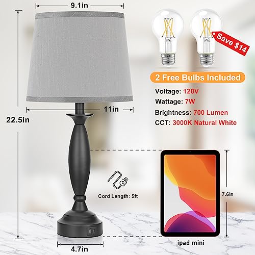 Bedroom Lamps for Nightstand (2 Count)
