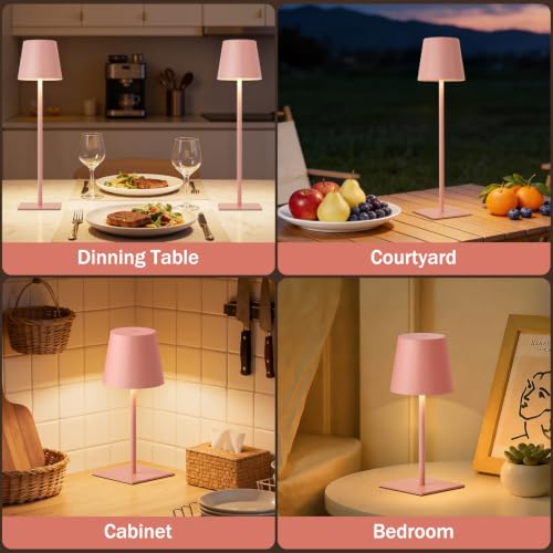Pink Cordless Rechargeable Table Lamp (2 Count)