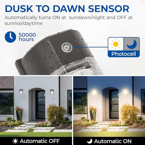 26W LED Wall Pack Light with Dusk to Dawn Sensor 3000k Bronze 2Pack (2 Count)