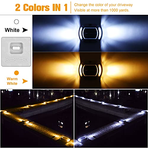 Solar Driveway Dock Deck LED Outdoor Lights 2 Colors Modes 4 Pack (4 Count)