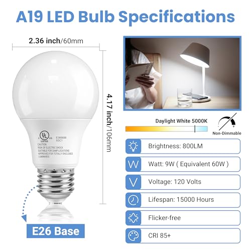 6 Pack A19 LED Light Bulbs (6 Count)