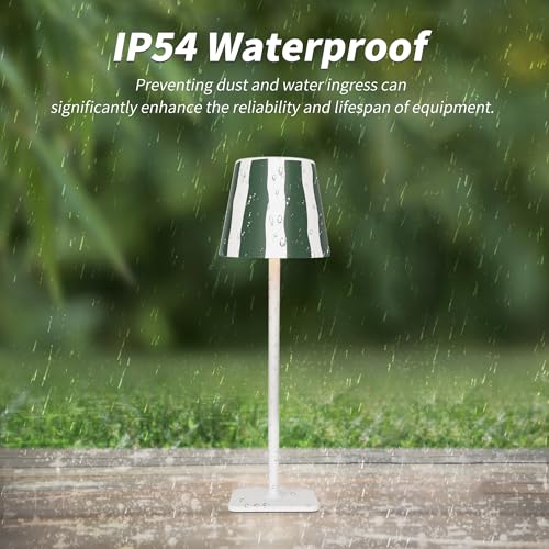 Outdoor Waterproof Cordless Wireless Rechargeable Portable Top Touch Battery Operated Powered LED Table Lamp Desk Lamp Lights for Restaurant Kitchen Patio Dinner Dining