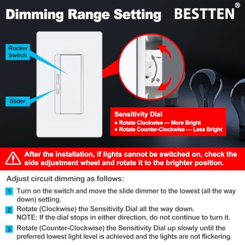10 Bulk Slim Dimmer Light Switch (10 Count)