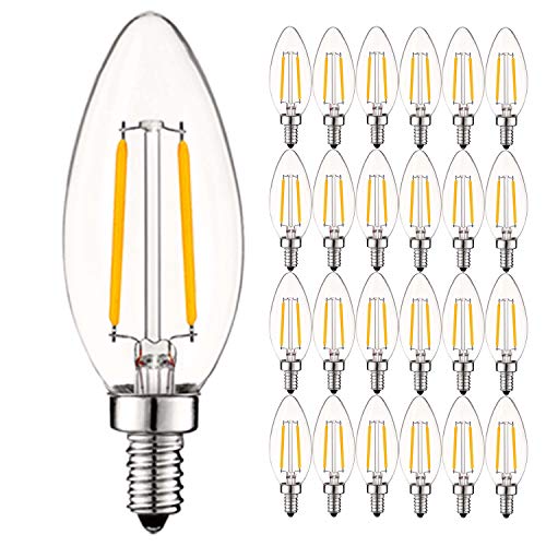 4W Vintage Candelabra LED Bulbs Dimmable (24 Count)