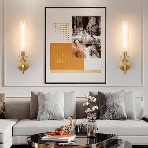 19.5" Knurled‑Craft Hardwired Brass Wall Sconce