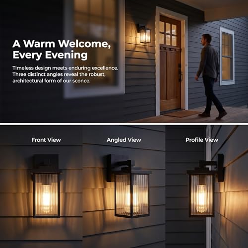 2 Pack Matte Black Porch Light (2 Count)
