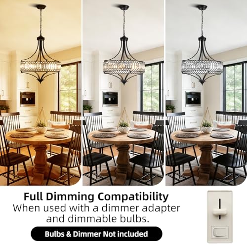 20" Black Crystal Chandeliers for Dining Room