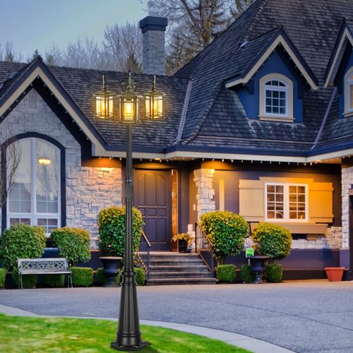 Dusk to Dawn Outdoor Lamp Post Lights with GFCI Outlet (3 Count)