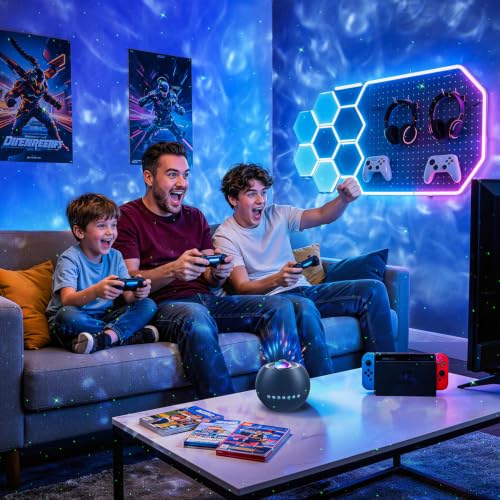 360 Game Lights Galaxy Projector Gaming Accessories Gaming Room Decor Green Star Bluetooth Speaker+15 White Noise Man Cave Accessories Cool Gifts for Men Birthday Gift Cool Stuff for Teen Boy
