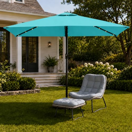 6.5 x 10ft Rectangular Patio Umbrella with Solar Lights